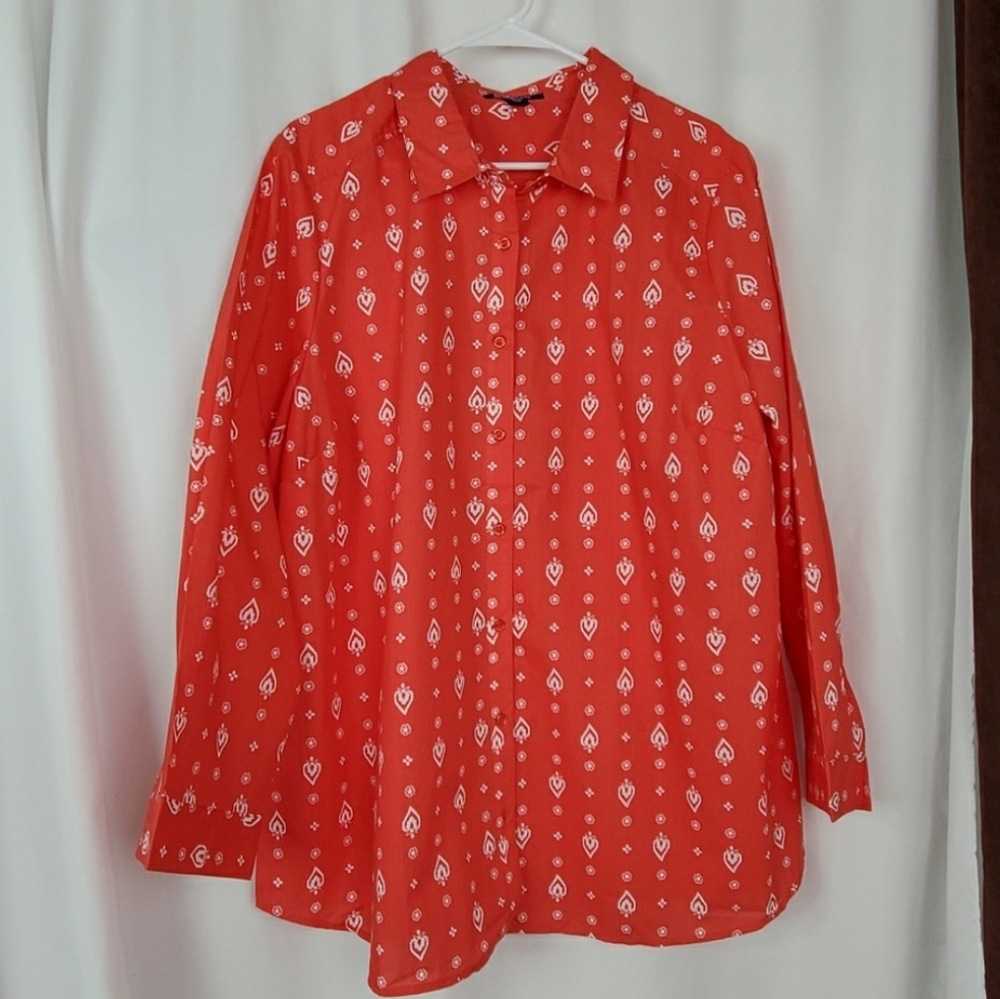 Romans Hot Orange Button Top